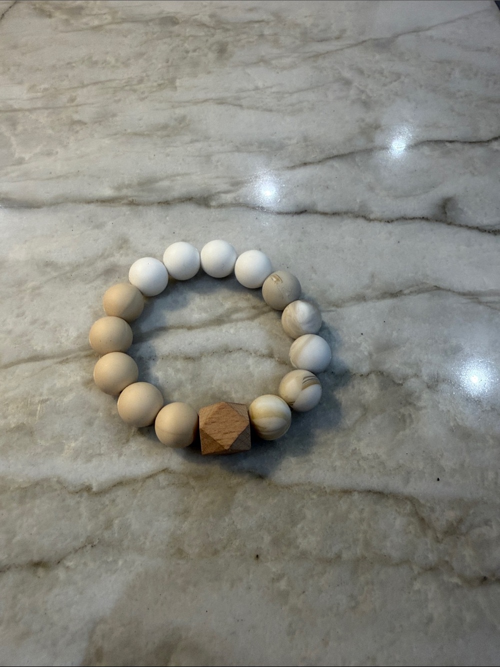 Neutral Beaded Stretch Key Chain Bracelet